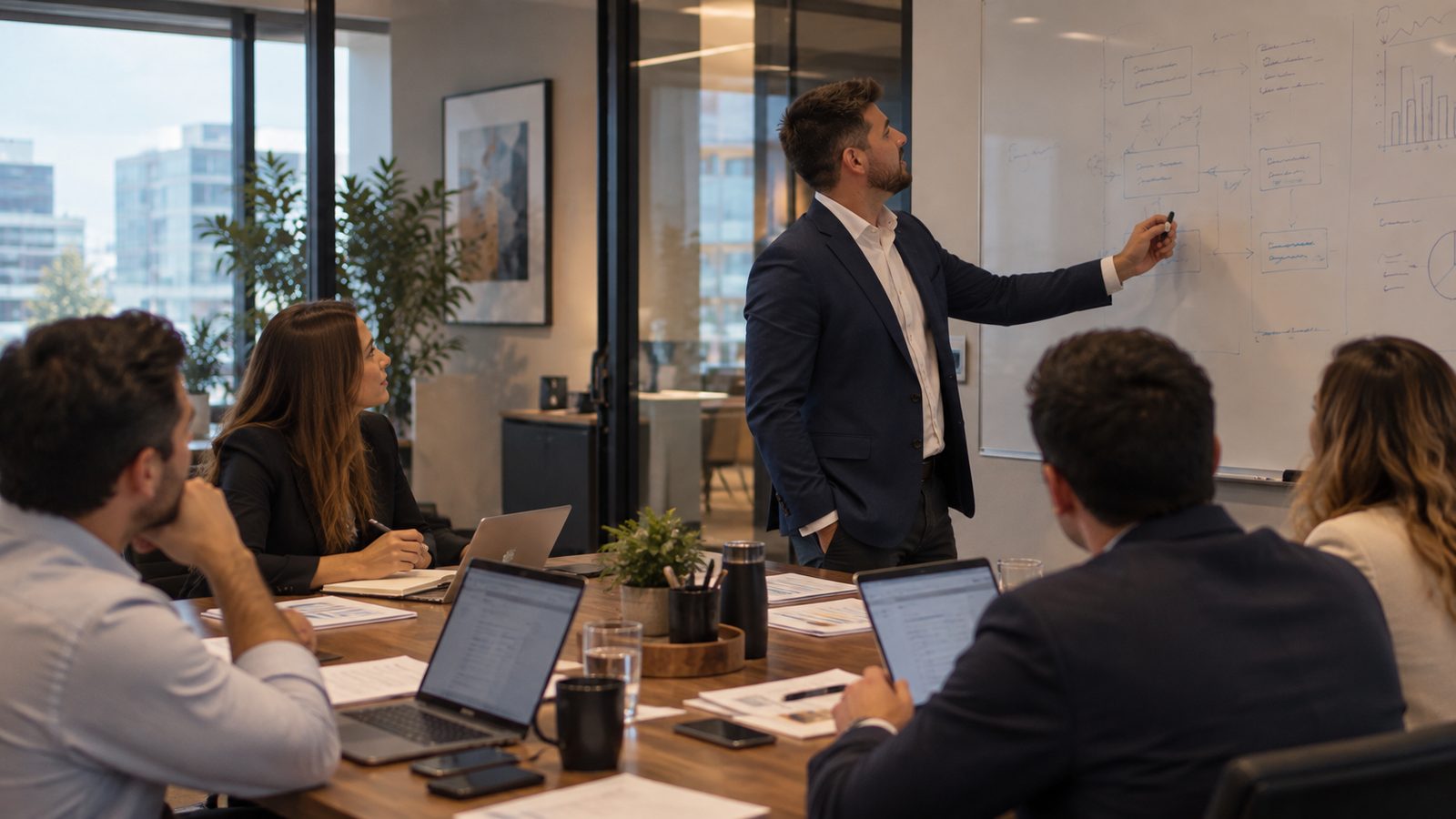 Pedro Monteiro presenting to an executive team